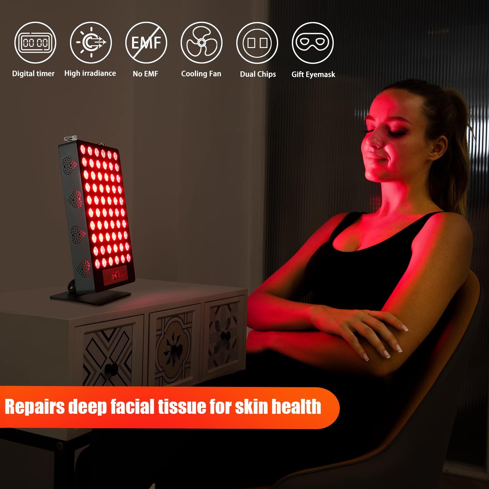 iPlantop Red Light Therapy Device, Red 660nm & Near Infrared 850nm Infrared Light Therapy for Body, Light Therapy Panels with Adjustable Stand, 60pcs Dual Chips LEDs for Recovery and Skin Health.