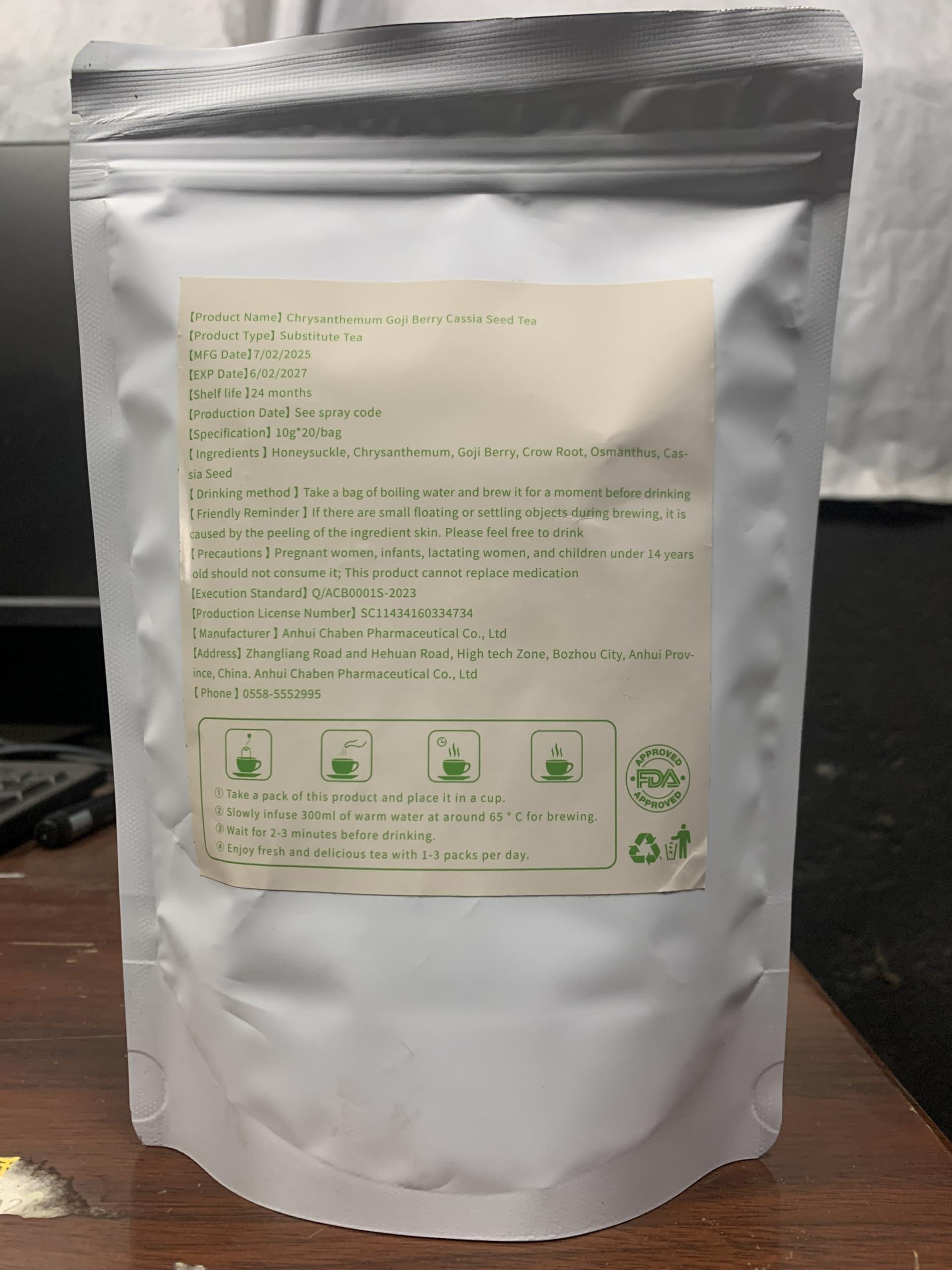 VJPPII Liver Tea Formula Chrysanthemum,Dandelion Wolfberry Tea,Chrysanthemum Cassia Seed Tea,Chrysanthemum Tea,Te De Higado Crisantemo,Te Chino Para Limpiar El HGado Graso (10PC)