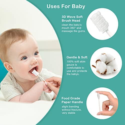 Geyfun Geyfun Baby Tongue Cleaning, 43-Pack Infant Baby Tougue Cleaner, Disposable Baby Gum Brush Newborn Mouth Cleaner Dental Care for 0-36 Month Baby + 1 Finger Toothbrush with Case