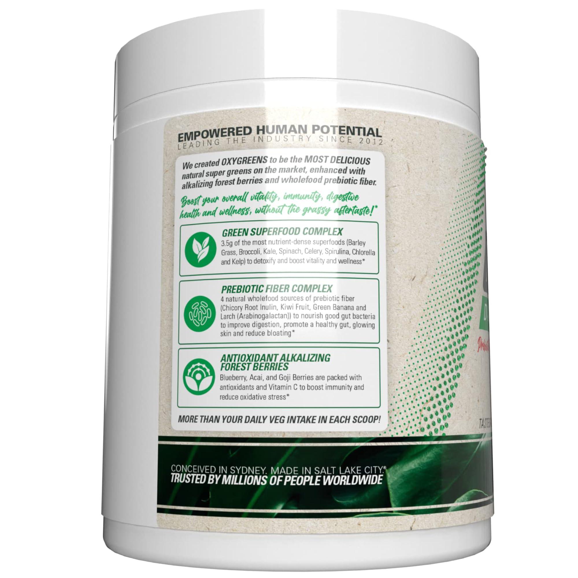 EHP Labs EHPlabs OxyGreens Super Greens Powder - Spirulina & Chlorella Superfood, Green Juice Powder & Greens Supplements with Prebiotic Fibre, Antioxidants & Immunity Support, 30 Serves (Strawberry Margarita)