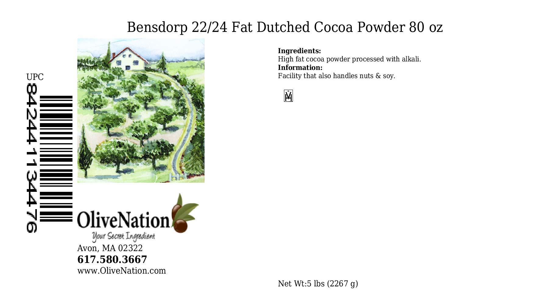 Bensdorp Bensdorp 22/24 Fat Dutch Process Cocoa Powder from OliveNation, High Fat Alkalized Cacao Powder for Baking, Deep Red Brown Color - 80 ounces