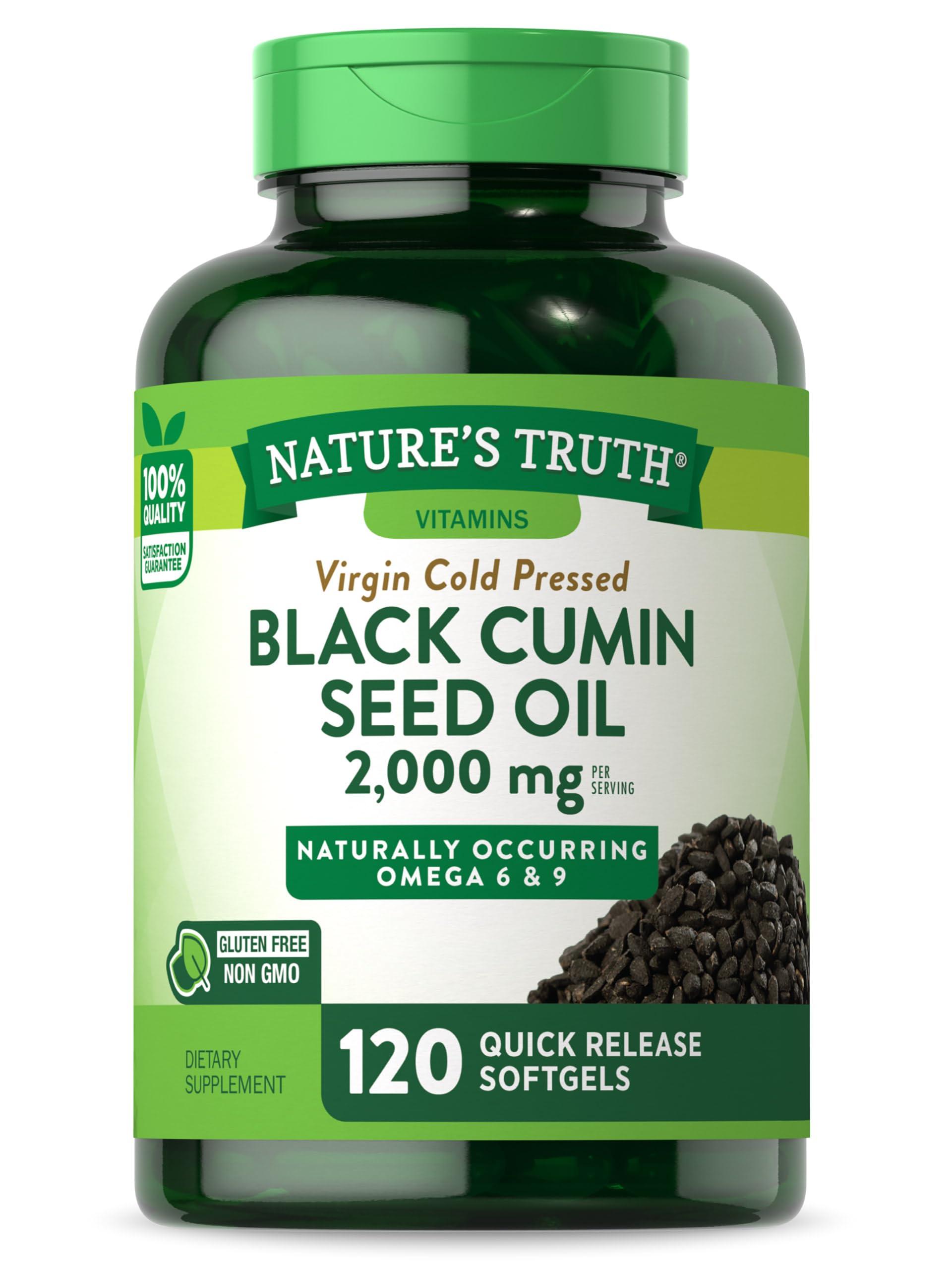 Nature\'s Truth Nature\'s Truth Black Seed Oil Pills | 2,000mg | 120 Softgels | Virgin Cold Pressed Cumin | Non-GMO and Gluten Free Supplement