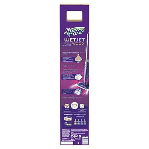 Swiffer Swiffer Wetjet Wood Floor Spray Mop Starter Kit Power Mop 5 Mopping Pads Floor Cleaner Liquid Solution, Purple, 1 Count