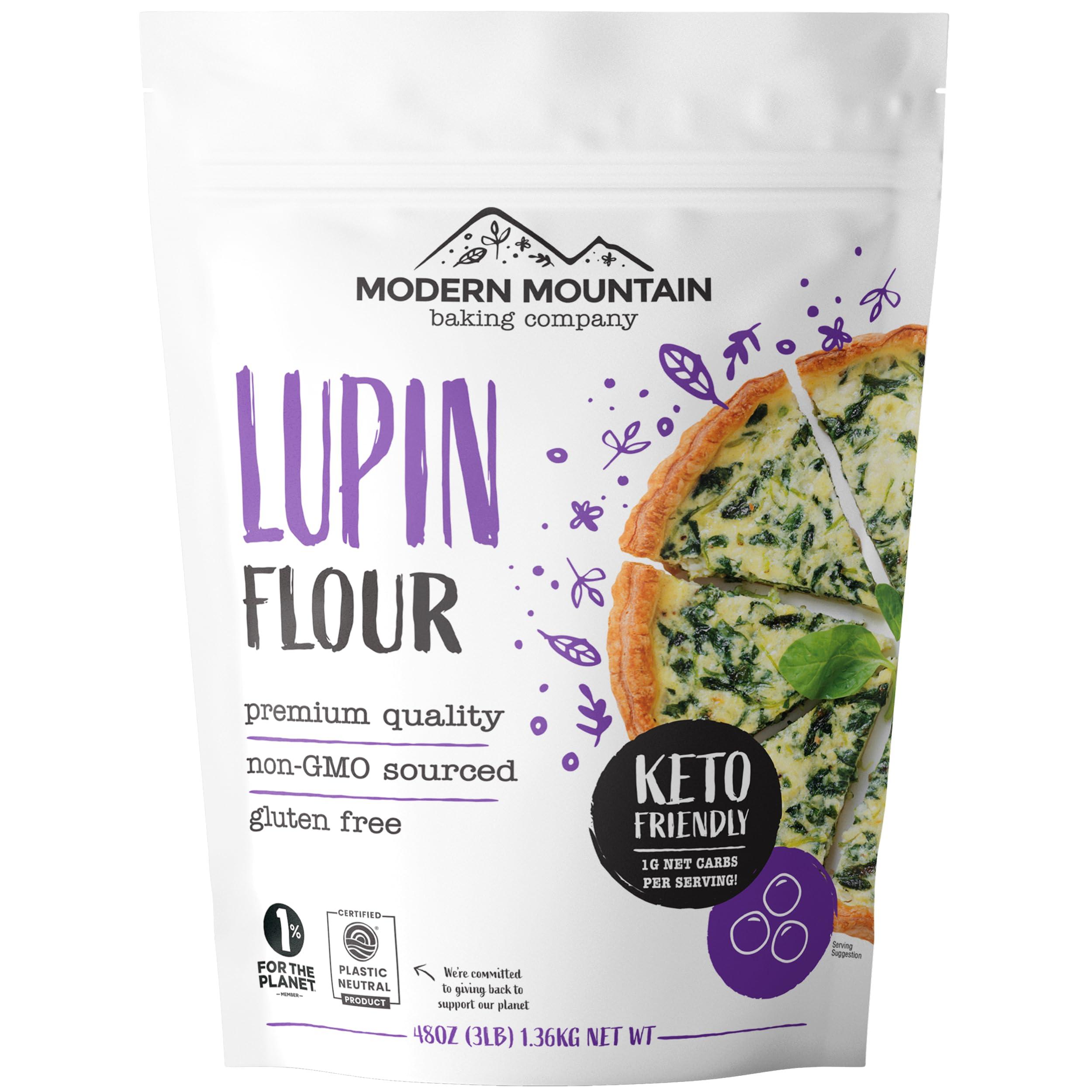 MODERN MOUNTAIN Lupin Flour (3 lb) Low-Carb Flour, 2g Net Carbs Per Serving, Improve Keto-Friendly Baked Goods, High in Protein and Fiber, Keto, Gluten-Free, Non-GMO