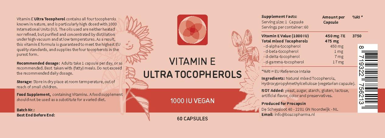 Kala Health Kala Health Vitamin E 1000 IU Ultra Tocopherol 450mg Vitamin E Vegan all 4 Tocopherols - Alpha Tocopherol + Beta Tocopherol + Gamma Tocopherol + Delta Tocopherol Unique d Alpha Tocopherol Vitamin E