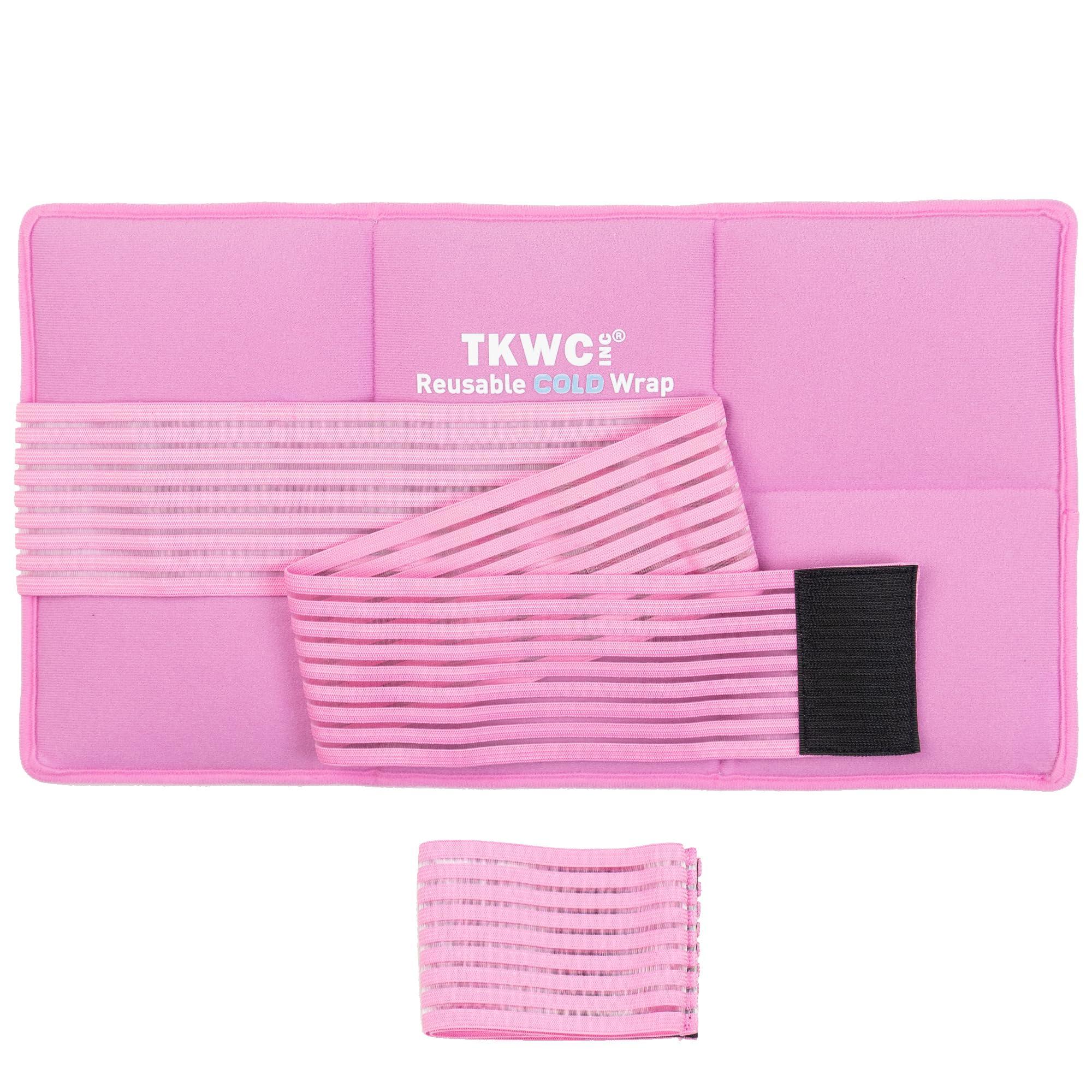 TKWC INC Flexible Reuseable Gel Ice Pack Cold Wrap (Oversize 17.5\" x 9.5\") Ice Packs for Injuries, Back Pain Relief, Knee Ice Pack Wrap, Surgery Recovery, Ankle Ice Pack, Shoulder Cold Wrap (Pink) by TKWC INC