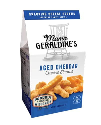 Mama Geraldine\'s Mama Geraldine\'s - Aged Cheddar Cheese Straws - 4.5 Ounce, 1 Pack - Crisps, Chips, Gourmet Baked Snacks, Bite Sized Cheese Straw Snacks for Appetizer