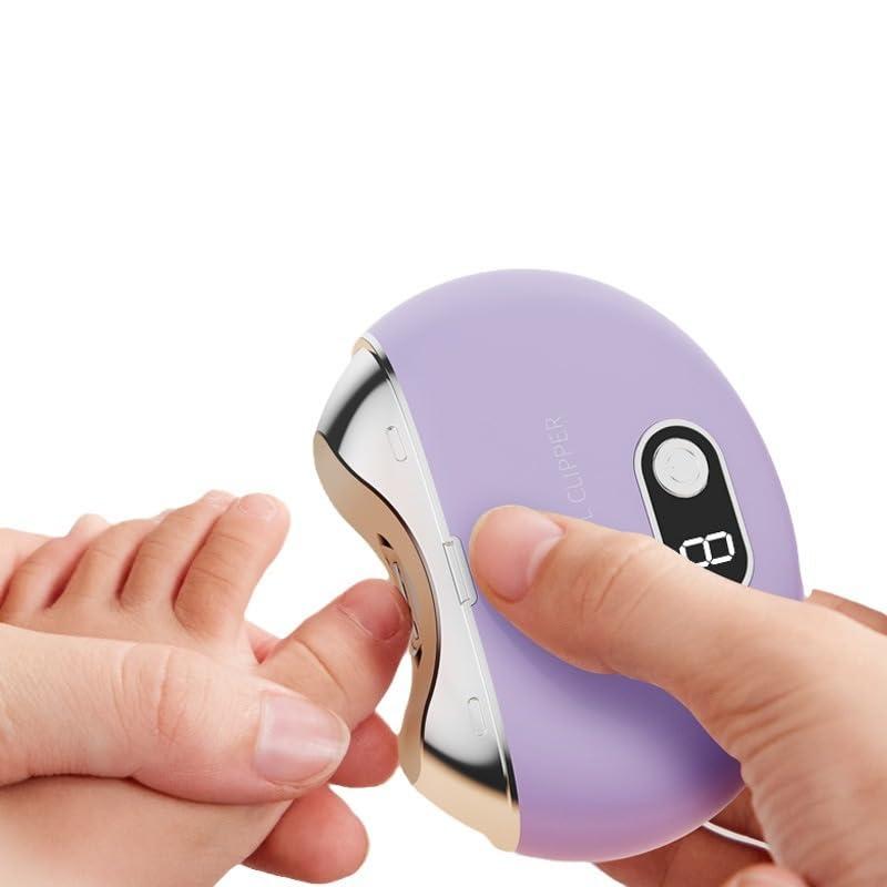 Aikertec Automatic Electric Nail Clipper,with LCD Digital Display, Safety Baby Fingernail Nail Clipper, 3-Speeds Levels and Nail Clip Storage, USB Rechargeable Suitable for Babies,Children (Purple)