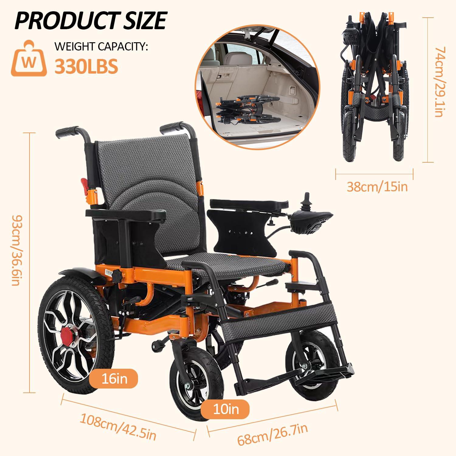MSFDC Lightweight Electric Wheelchair,Foldable Electric Wheelchairs for Adults,20 Mile Long Travel Range Power Wheelchairs Intelligent Motorized Wheelchair for Seniors,Portable Airline Approved (20in Seat)