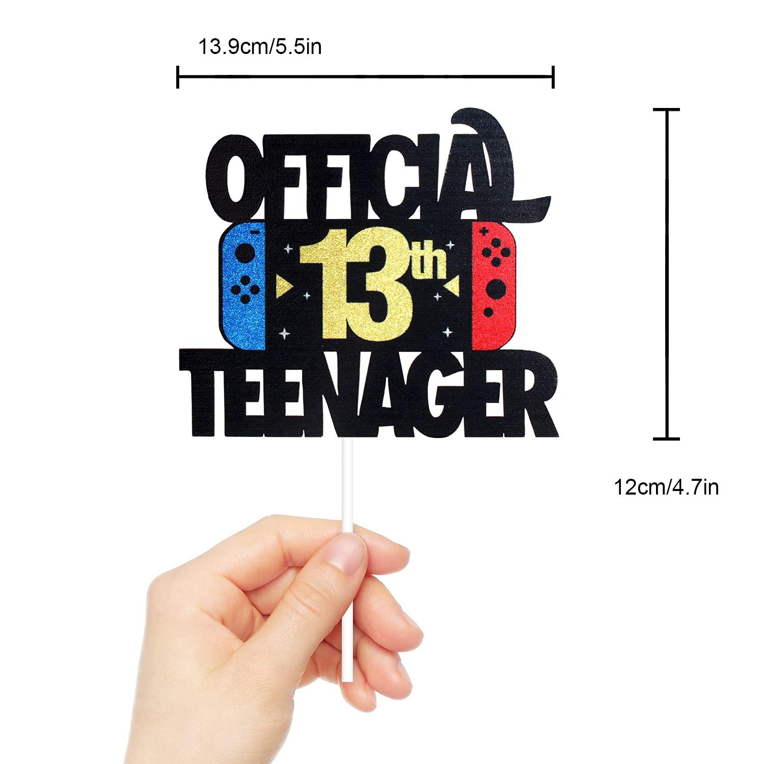 LHCING OFFICIAL TEENAGER 13th Birthday Cake Topper - Boys Girls 13th Birthday Glitter Cake Supplies - Thirteen Years Old Birthday Party Decoration