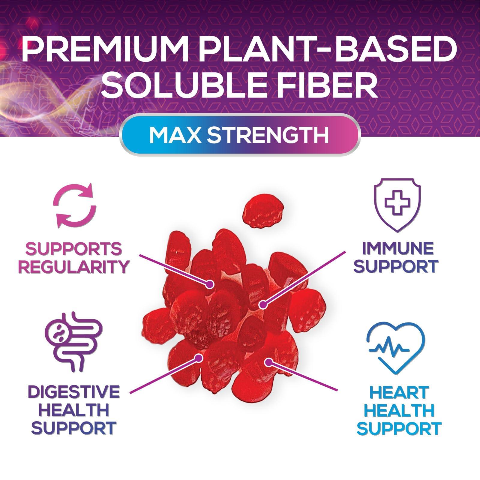 Nature's Nutrition Fiber Gummies for Adults, Daily 4g Gummy Fiber Supplement, Prebiotic Digestive Health Support - Plant Based Soluble Fiber, Supports Regularity & Digestion for Adults Non-GMO - 60 Gummies