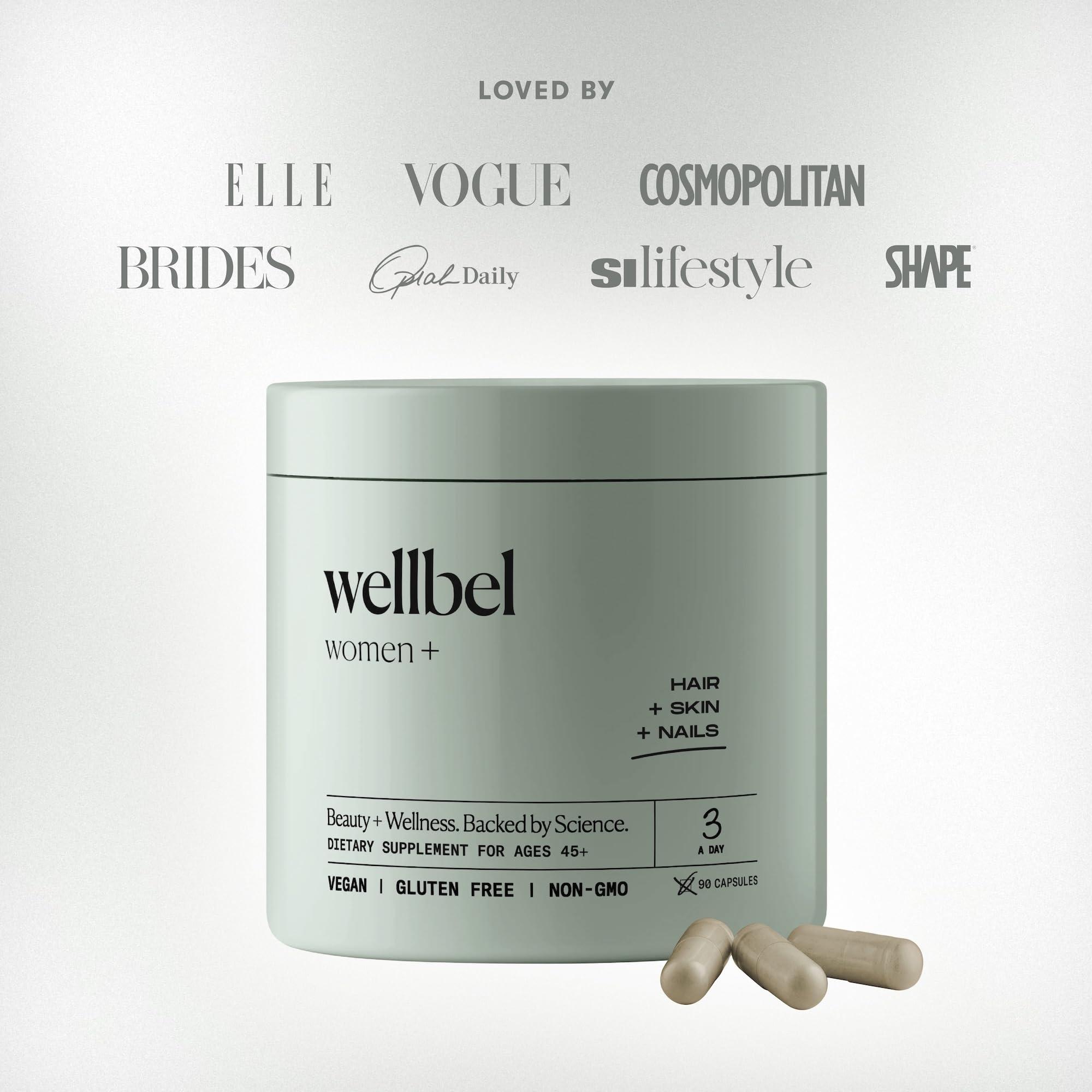 WELLBEL WELLBEL Women + Clean Supplement for Hair, Skin, and Nails, Vegan, Gluten Free, Non GMO 90 Count