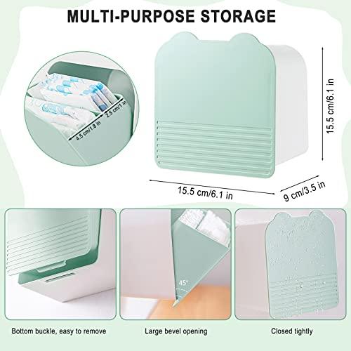 Tuciyke Sanitary Napkin Storage Container,Plastic Portable Sanitary Napkin Organizer Box for Bathroom 6x6x3.5 inches First Period Bag for Girls,Women,Ladies(Green)