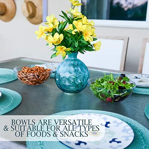 PLASTICPRO PLASTICPRO Disposable Round Serving Bowls, Party Snack or Salad Bowl, Small, Plastic Crystal Clear Pack of 4