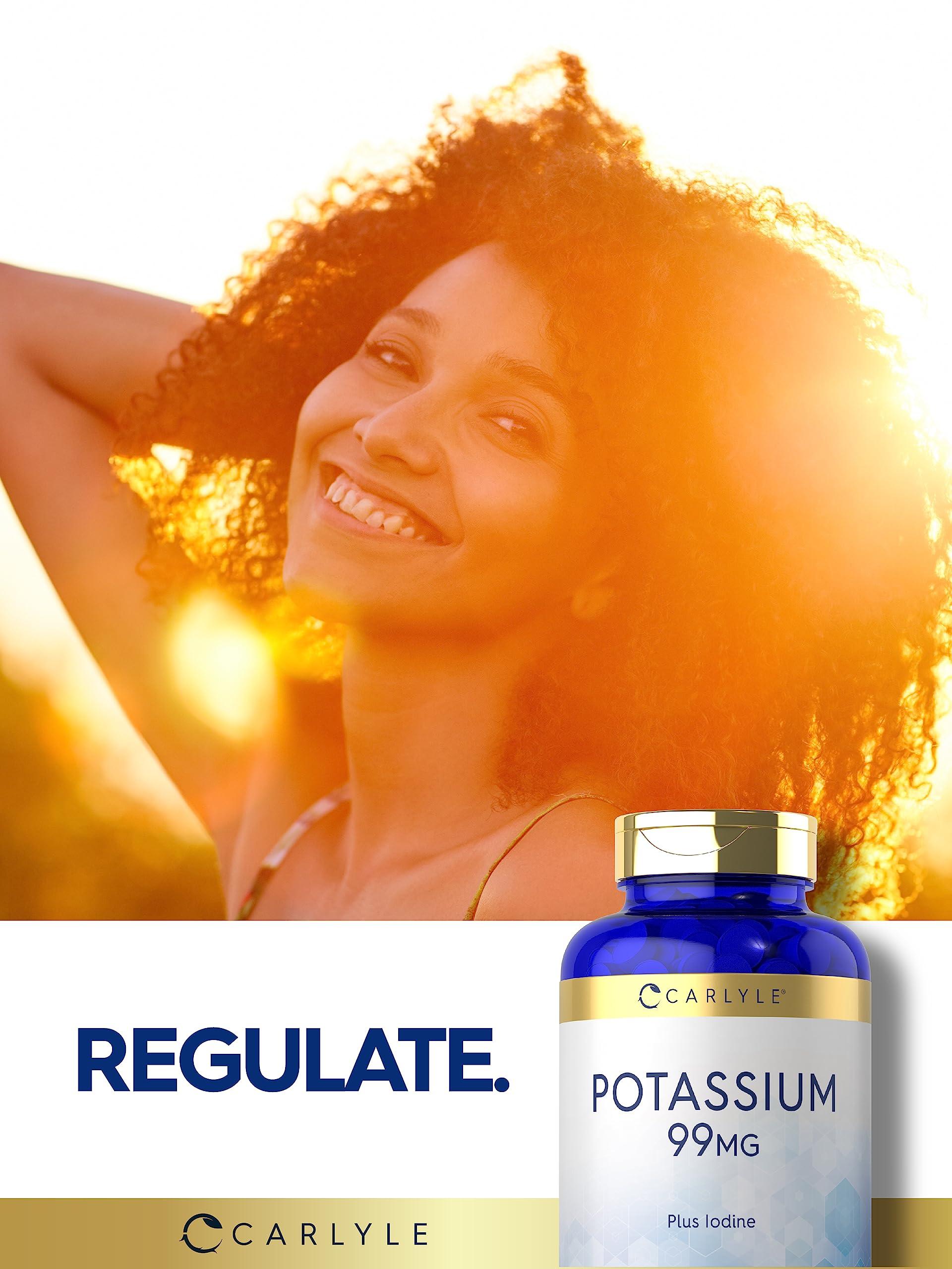 Carlyle Carlyle Potassium Supplement | 99 mg | 500 Tablets | Plus Iodine | Vegetarian, Non-GMO, and Gluten Free