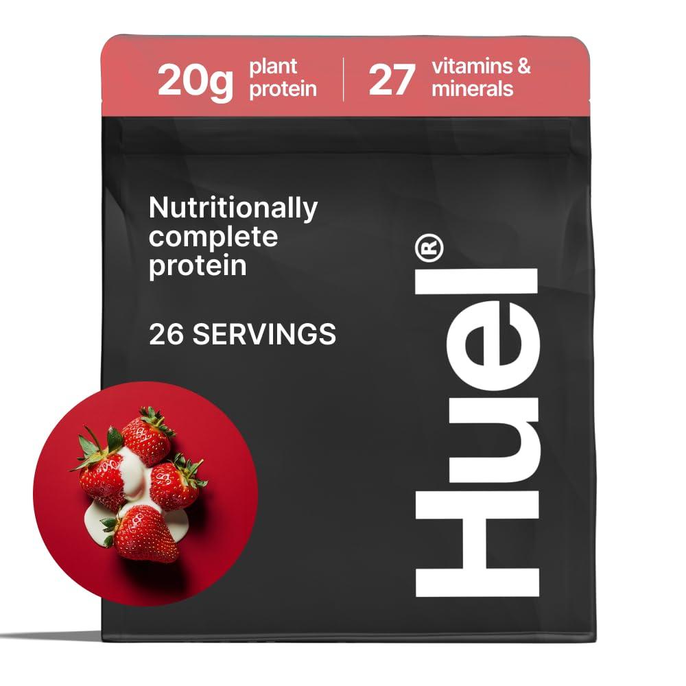 Huel Huel Vegan Protein Powder | Strawberry | Complete Nutrition | 20g Protein, 27 Vitamins and Minerals, 100% Plant-Based, Gluten Free, Non-GMO, Lactose Free | 26 Servings