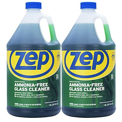 Zep Zep Ammonia Free Glass Cleaner Concentrate - 1 Gallon (Case of 4) ZU1052128 - Professional Grade Formula Removes Dirt, Fingerprints, and Grime from Windows, Mirrors, Acrylic Surfaces, and Tinted Glass