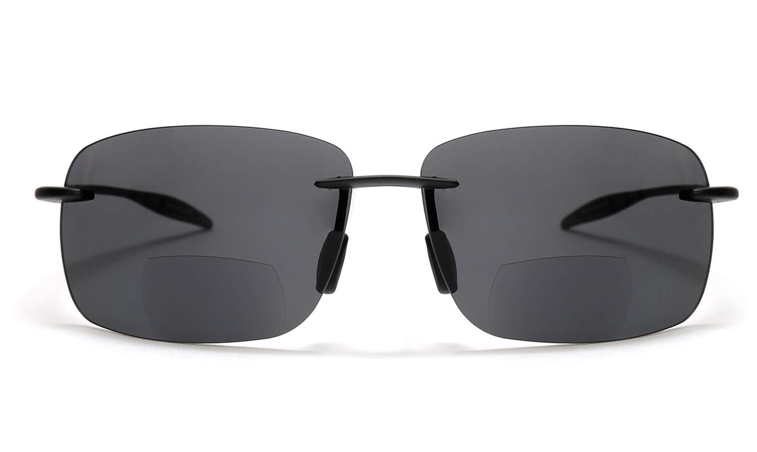 SAMBA SHADES SAMBA SHADES Maui Sports Navigator Bifocal Sun Readers Sunglasses for Men and Women Ultra Flex TR90 Black +2.25