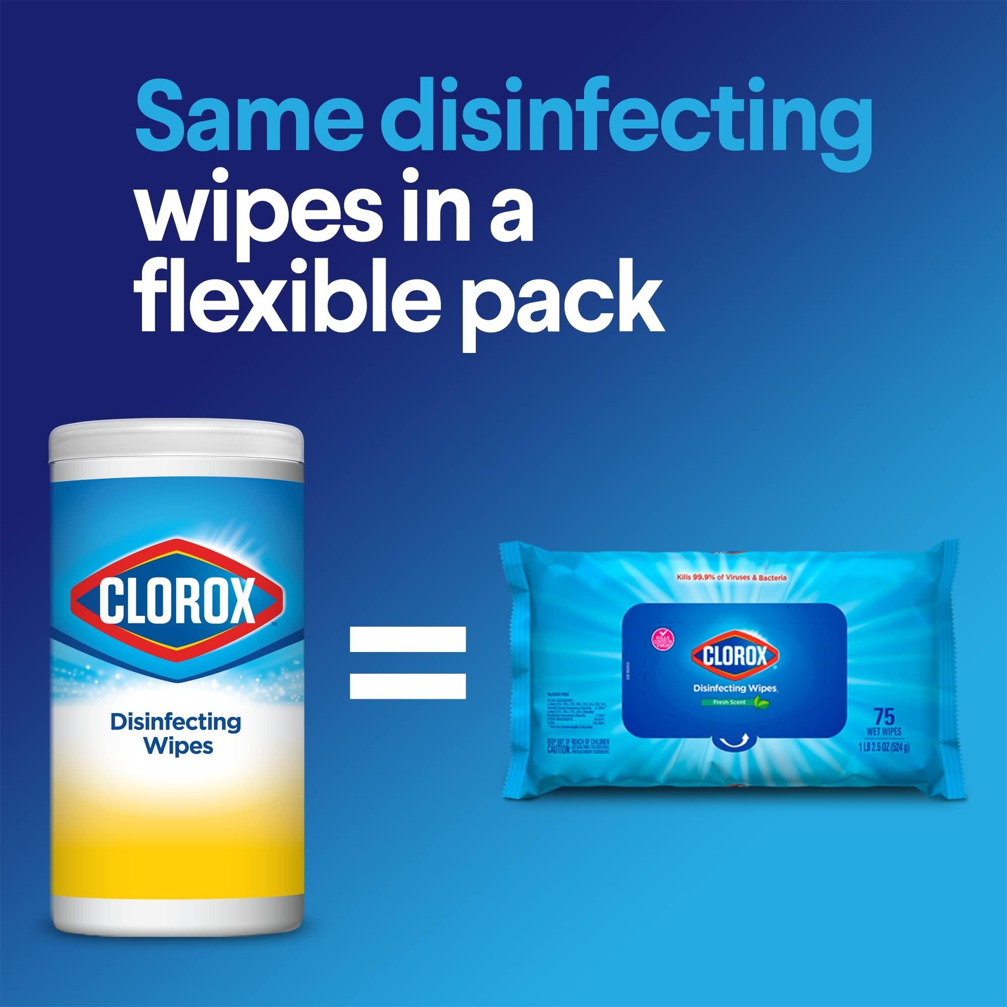 Clorox Clorox Disinfecting Wipes Value Pack, 3x 75ct Crisp Lemon and Fresh Scent Canister and 3x 75ct Easy Pull Moisture Seal Pack
