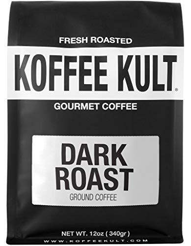 Koffee Kult Koffee Kult Dark Roast Ground Coffee - Small Batch Gourmet Aromatic Artisan Blend 100% Arabica Coffee Organically Sourced (Ground, 12oz)