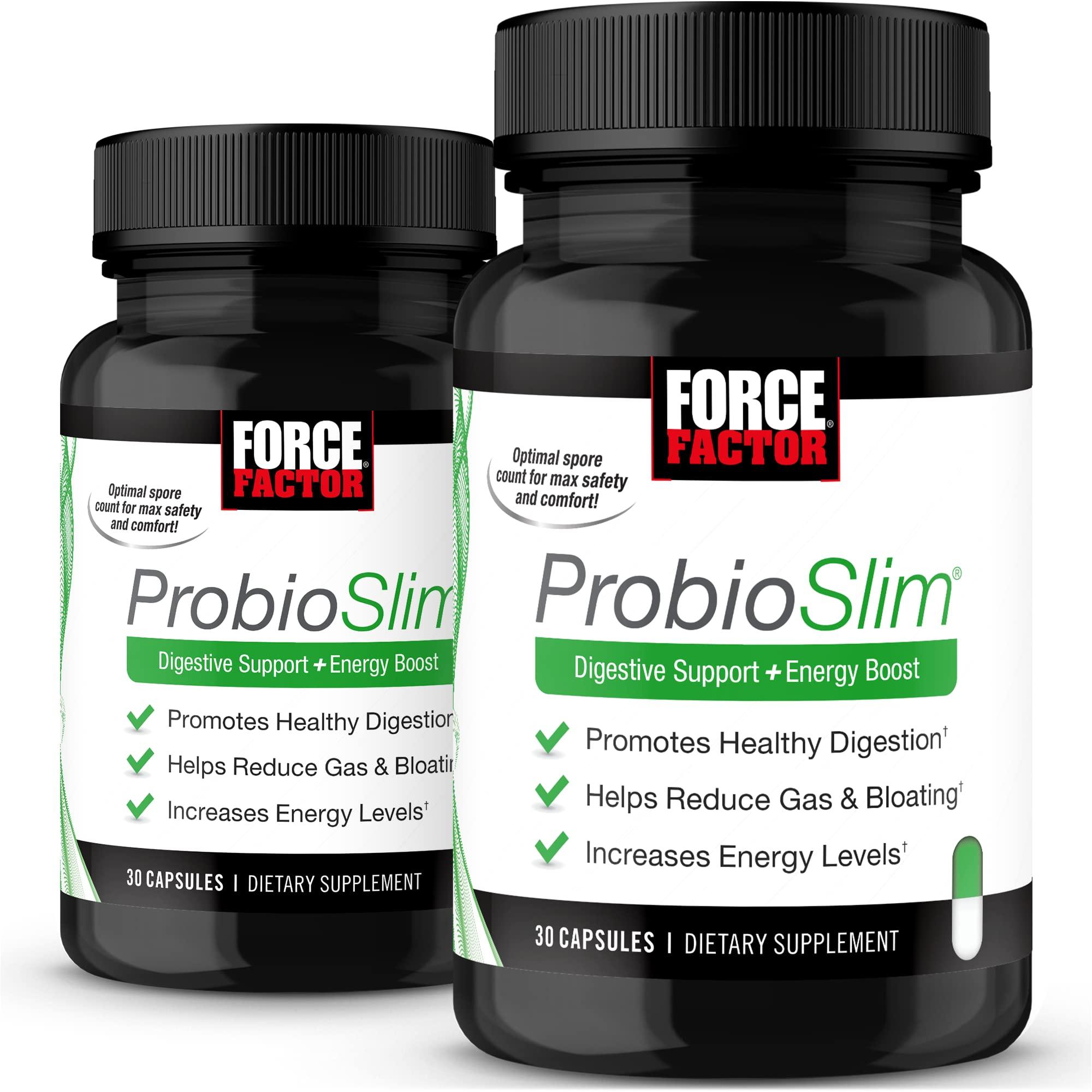 Force Factor FORCE FACTOR ProbioSlim, 2-Pack, Probiotic Supplement for Women and Men with Probiotics and Green Tea Extract, Reduce Gas, Bloating, Constipation, Support Digestive Health & Gut Health, 60 Capsules