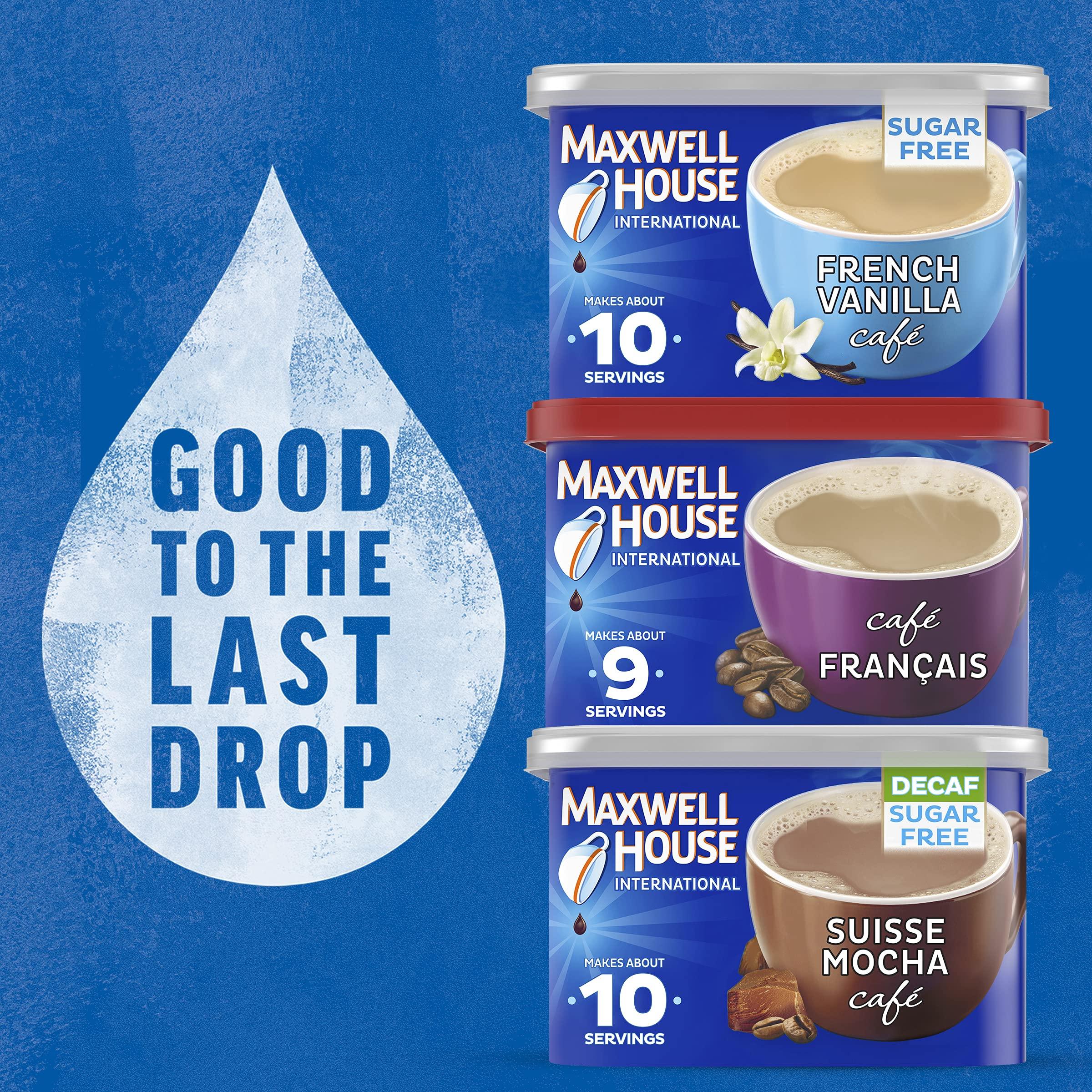 MAXWELL HOUSE Maxwell House International Cafe Flavored Instant Coffee, Cafe Francais, 7.6 Ounce Canister