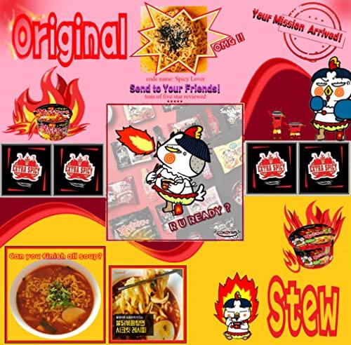 COKOYAM Samyang Hot Chicken Buldak Noodle Big Bowl 6 Flavors Combo (Original, 2X, Stew, Cheese, Jjajang, Kimchi) (2 Flavors(Original & Stew), Pack of 1)