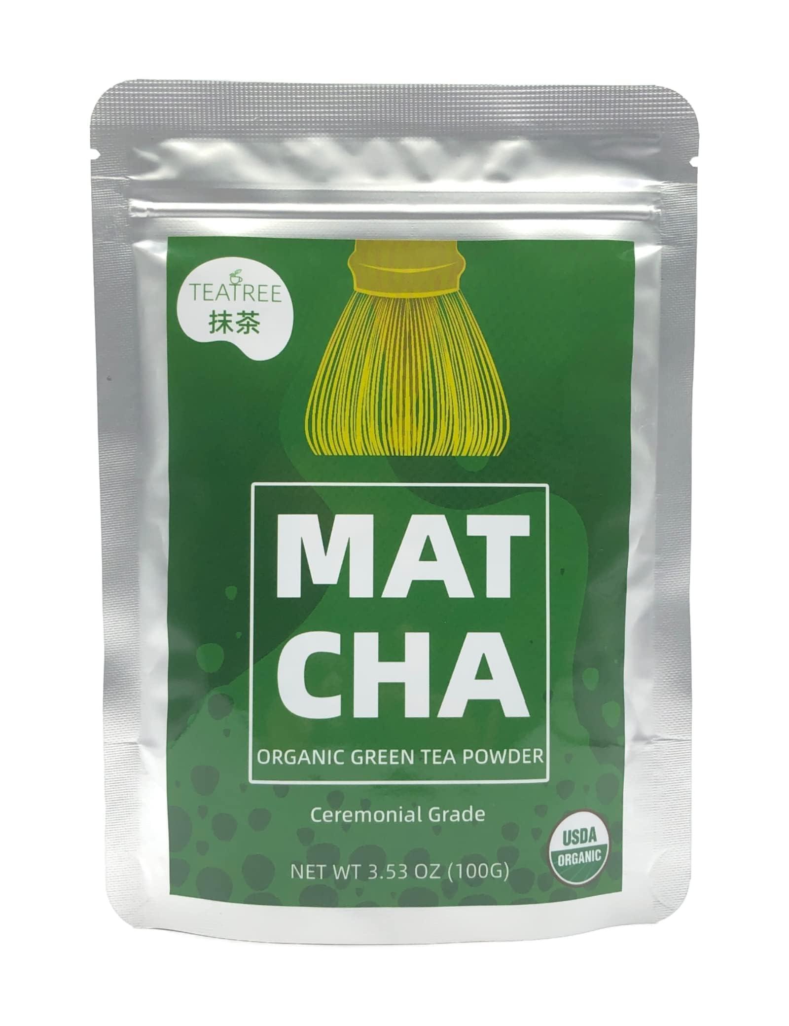 TEATREE Ceremonial Grade Matcha (100g / 3.53oz), Organic Matcha Green Tea Powder, 100% Natural Pure Matcha for Lattes, Smoothies & Baking
