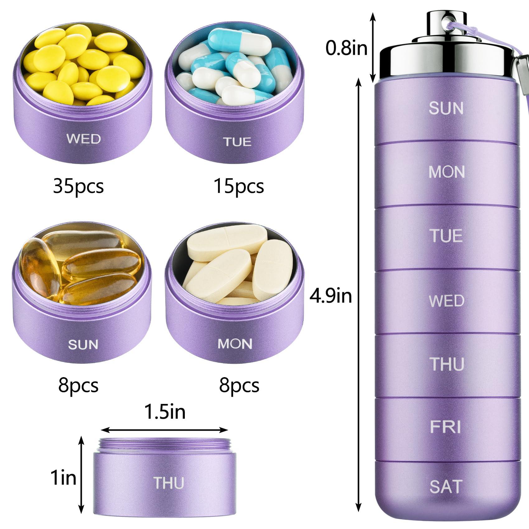 mossime Mossime Metal Travel Pill Organizer, Portable 7 Day Vitamin Organizer Stackable, Waterproof 1 Times A Day Pill Box, Large Pill Container, Daily Medicine Organizer for Vitamin, Fish Oil, Supplement