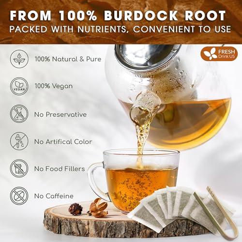 FRESHDRINKUS FreshDrinkUS, Premium 75 Burdock Root Tea Bags, 100% Natural & Pure from Burdock Root. Burdock Root Herbal Tea. Made with Natural Material Tea Bags. No Sugar, No Caffeine, No Gluten, Vegan.
