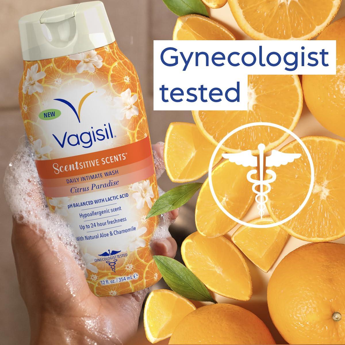 Vagisil Vagisil Feminine Wash for Intimate Area Hygiene, Scentsitive Scents, pH Balanced and Gynecologist Tested, Citrus Paradise, 12 oz (Pack of 1)