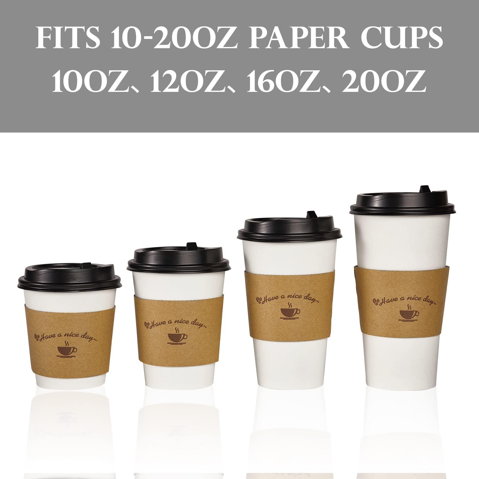 LITOPAK LITOPAK 200 Packs Kraft Paper Coffee Cup Sleeves, Coffee Sleeves, Disposable Corrugated Hot Drink Holder for Paper Cups Insulation and Hand Protection, Fits 10oz-20oz Paper Cups(Cup Not Included)