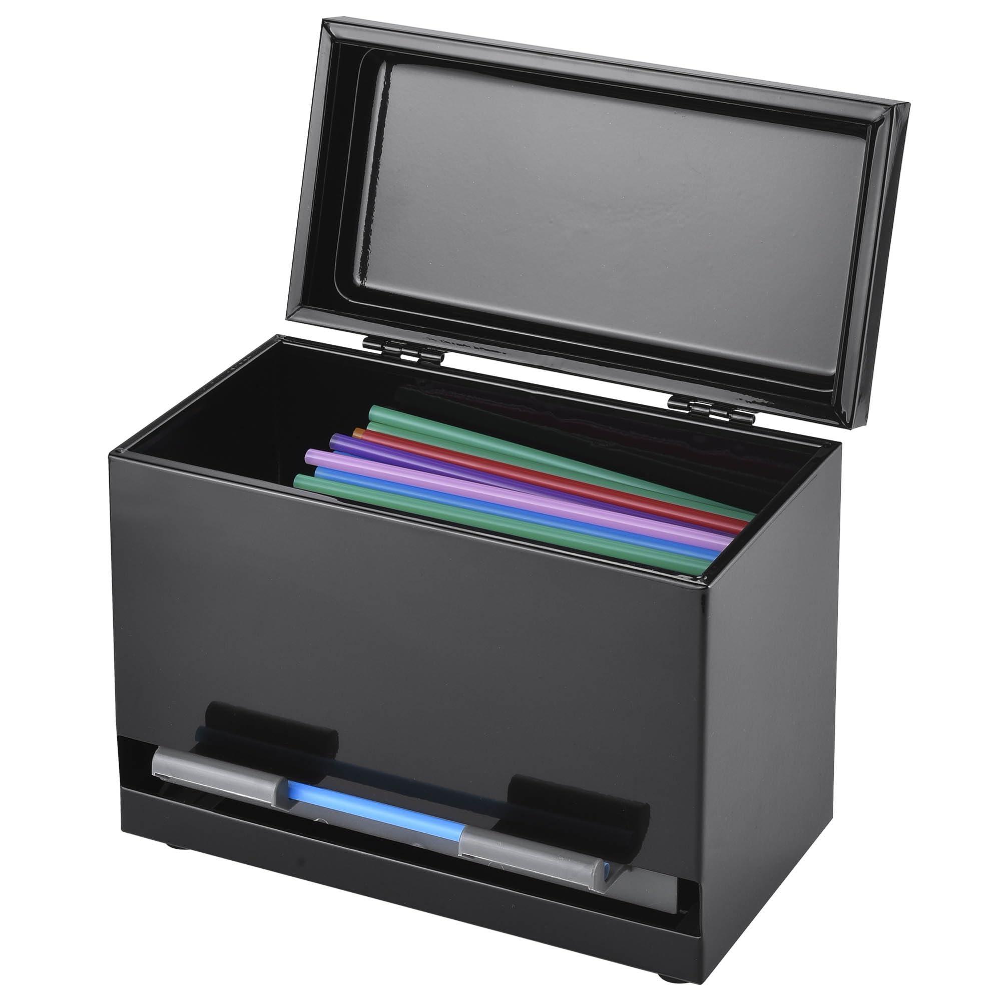 2Fold 2Fold Stainless Steel Straw Dispenser - Drinking Straw Holder For Bulk Unwrapped Paper and Disposable Plastic Straws - Includes Custom Label Stickers (Black)