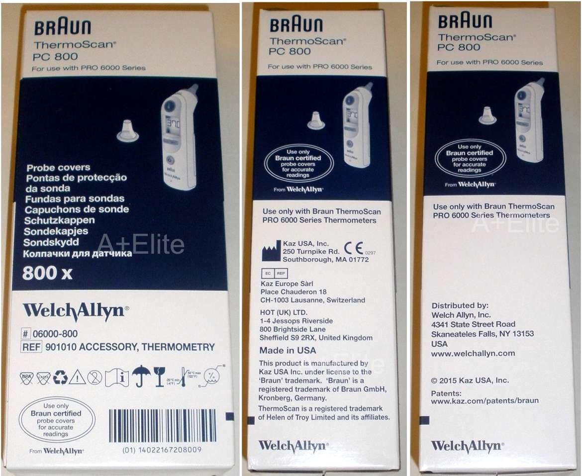 A+Elite Medical Welch Allyn Braun Thermoscan PRO 6000 Ear Thermometer Probe Covers 800/BX