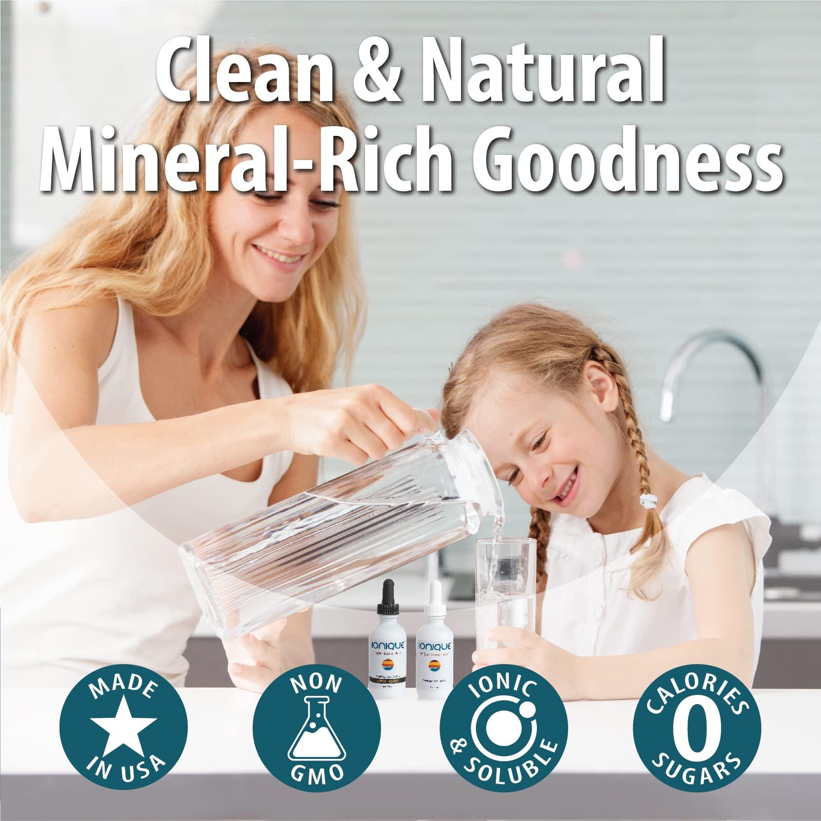 Ionique Ionique Mineral Supplement for Water - Make Ultra-Premium Mineral Water - Magnesium, Trace Mineral & Electrolyte Hydration System, Mineralize Filtered and RO Water, Two 2 oz Bottles of Liquid Drops