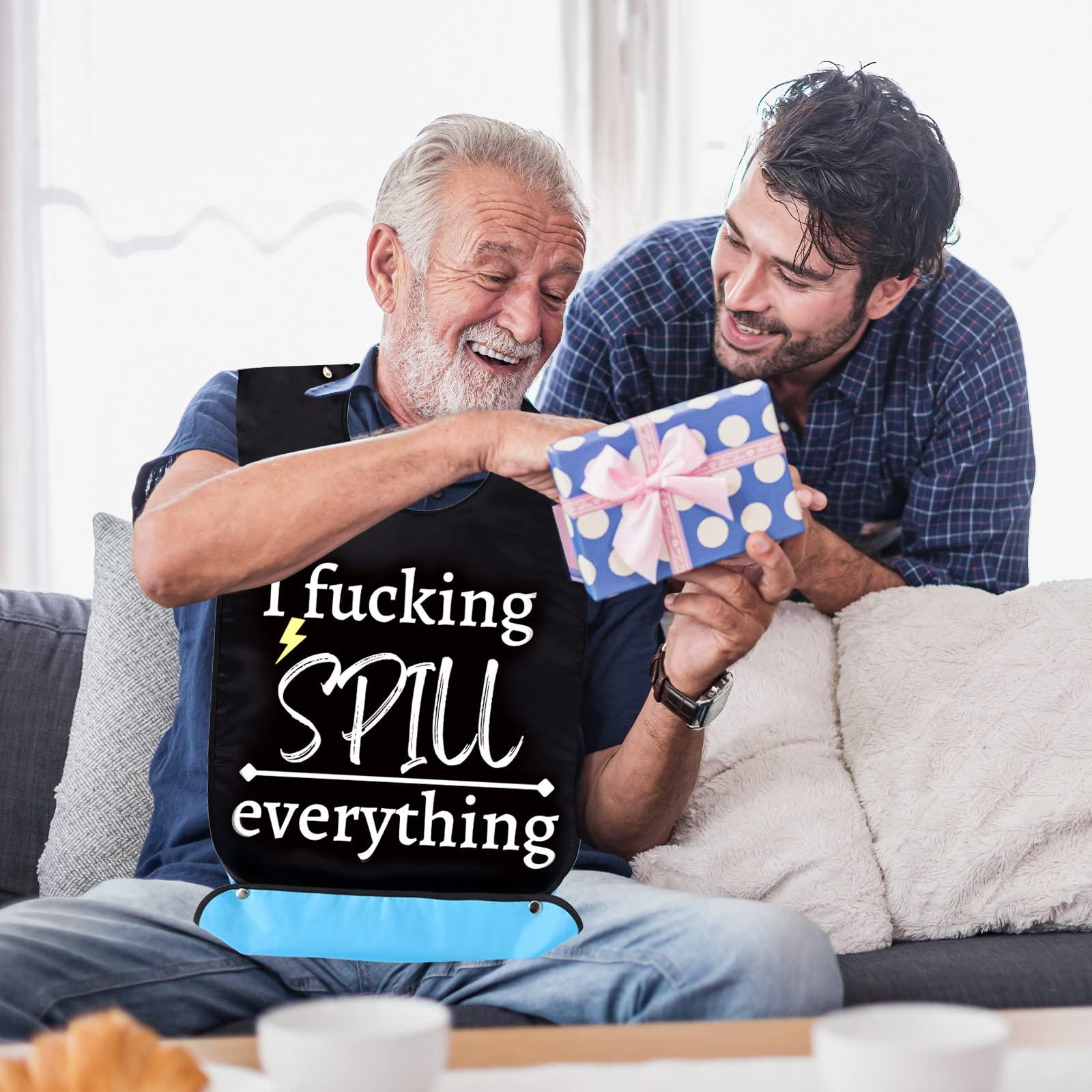 FunisFun Funny Adult Bibs Washable Waterproof Bibs, Reusable Adult Bibs with Crumb Catcher for Women Men & Elderly, Funny Gag Gifts White Elephant Gift(B Style)