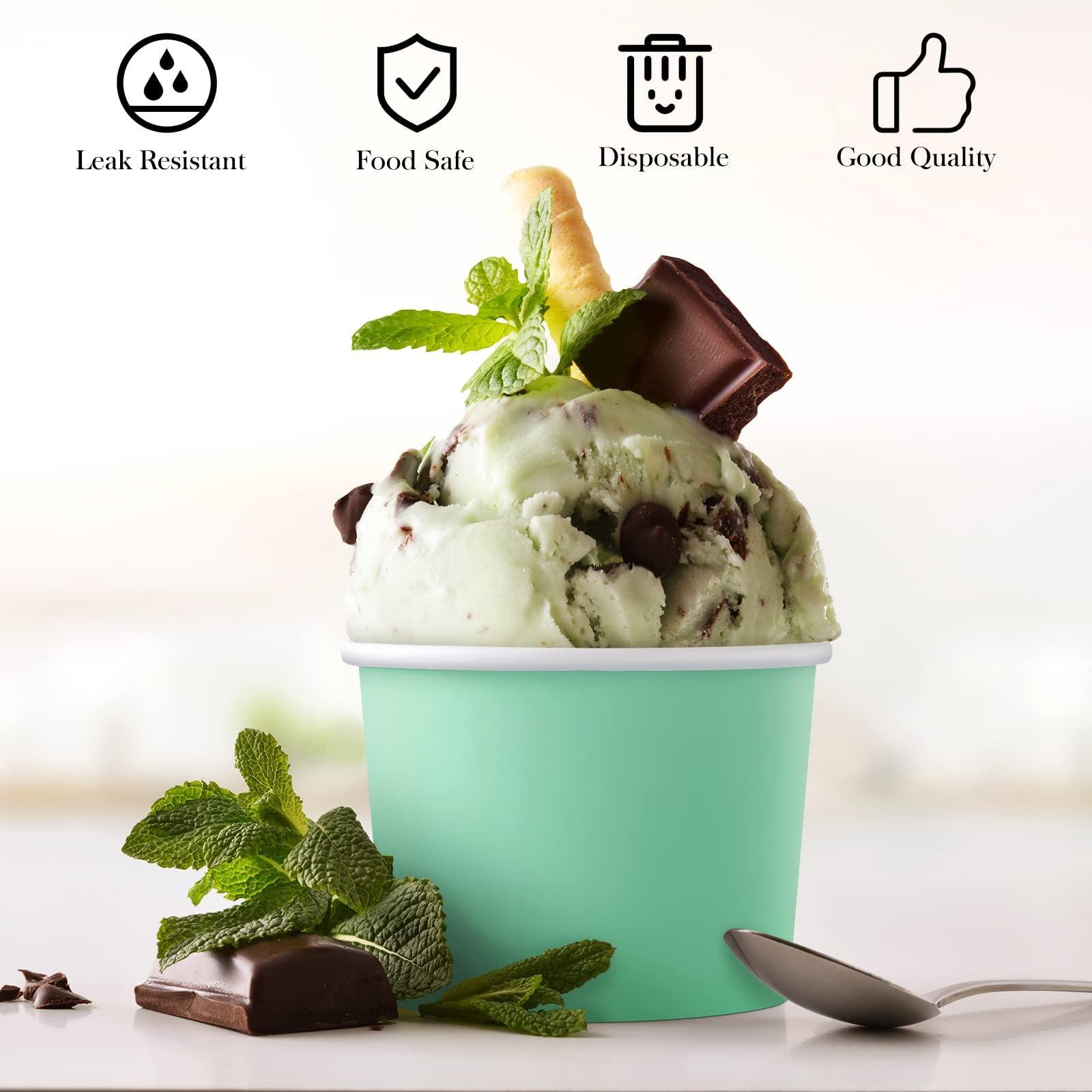 Ruisita Ruisita 50 Pack Ice Cream Containers with Lids 8 Ounces Disposable Soup Bowls with Lids Paper Ice Cream Sundae Cups Treat Cups with Lids Protect Frozen Desserts like Yoghurt, Assorted Colors