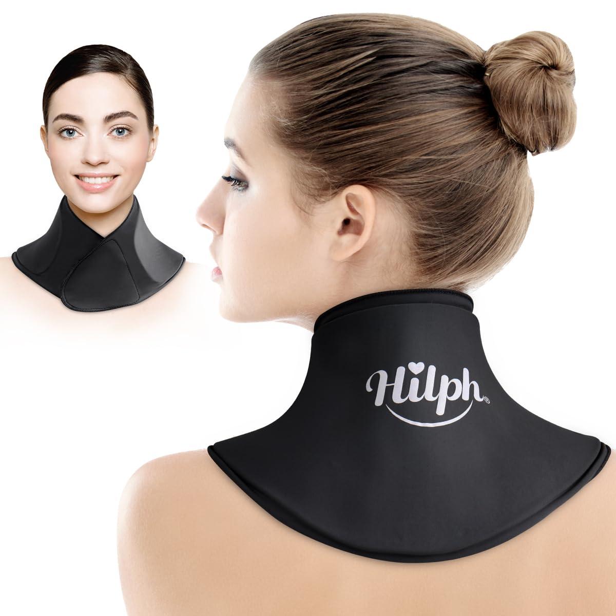 Hilph Hilph Cervical Neck Gel Ice Pack Wrap for Super Snug Fit, Flexible & Comfortable Reusable Hot Cold Therapy for Chronic Neck Pain, Neck Pressure, Sport Injuries, Neck Cervical Surgery (Black)