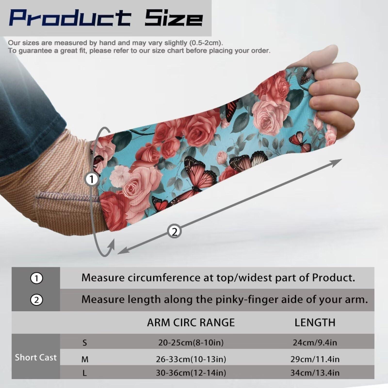 Gomyblomy Gomyblomy Roses Butterfly Arm Cast Cover Elastic Short Cast Protector for Women Breathable Washable Arm Cast and Bandage Covers Protection Reusable Cast Sleeve for Bath Shower