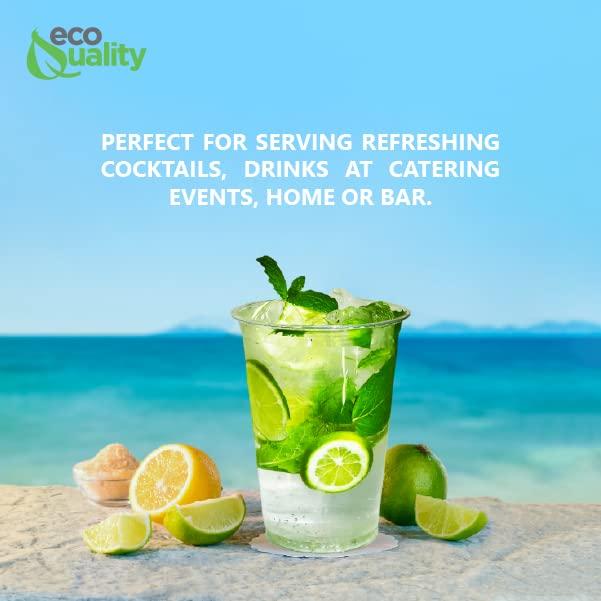 EcoQuality Clear Plastic Disposable Pet Cups | 24 oz Cups, 100 Pack | Crystal Clear PET Cup | Cold Smoothie | Iced Coffee Go Cups | Ideal for Coffee, Parfait, Juice, Soda, Cocktail, Party Cups (24oz, 100 count)