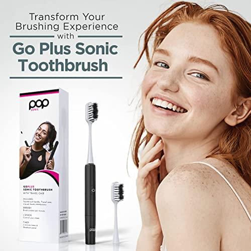 Pop Sonic Go Plus Sonic Toothbrushes for Adults w/Electric Toothbrush Case (Black) - Electric Toothbrush for Adults & Kids - Sonic Toothbrush w/ 2 Speeds - 18000-24000 Vibrations Per Minute