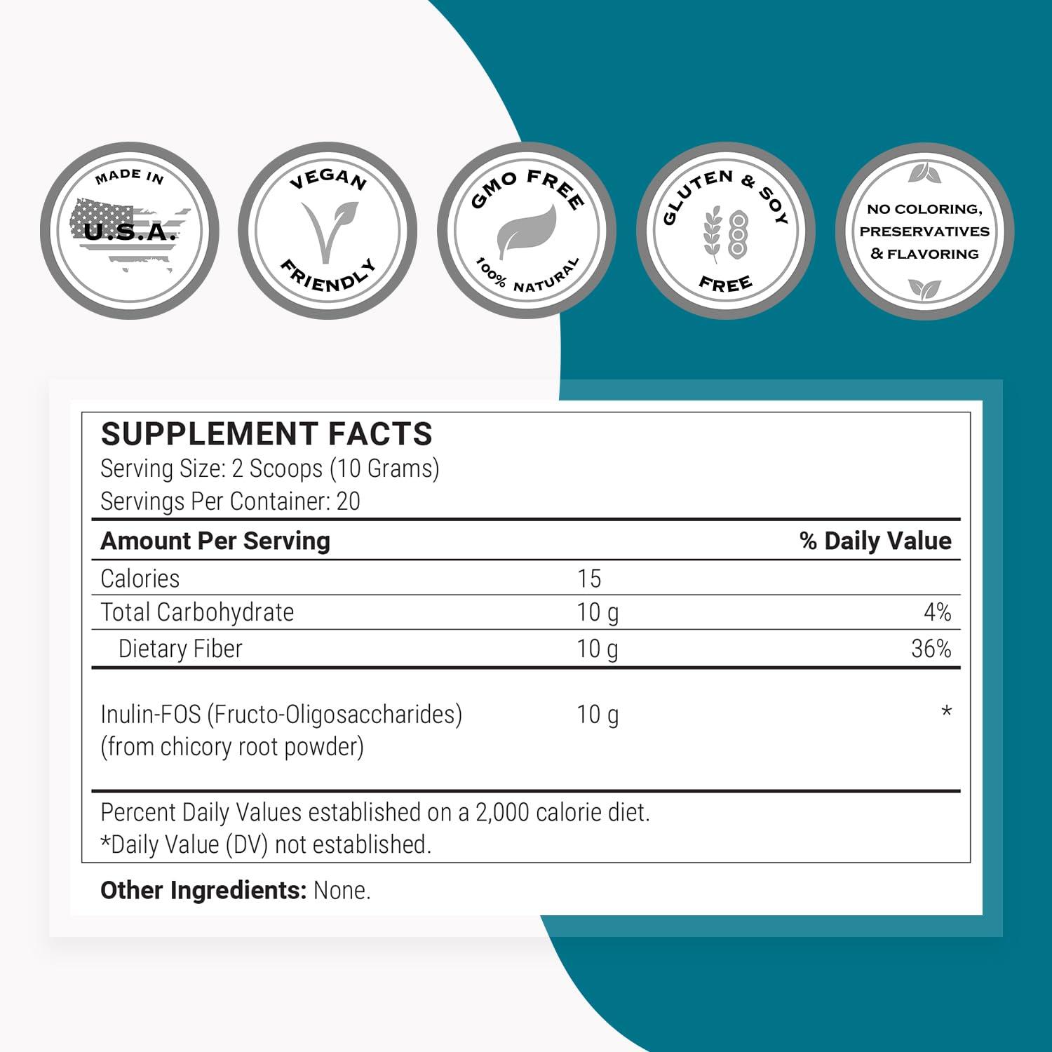 super smart Supersmart - Fructo Oligosaccharides Powder (Prebiotics FOS) - Oligofructose Inulin - Fiber Supplement - Intestinal Flora & Gut Health - Digestive Support | Non-GMO & Gluten Free - 200 g