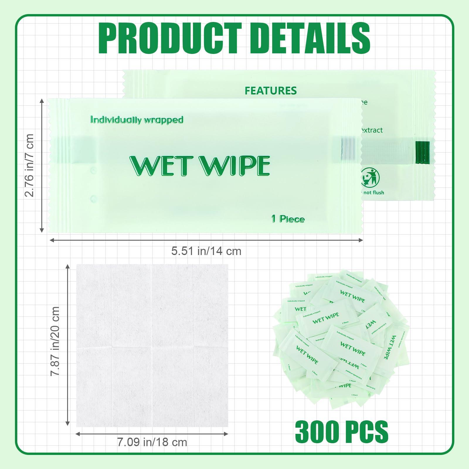 Timgle Timgle 300 Pack Individually Wrapped Wet Wipes Bulk Travel Size Unscented Hand Wipes Packets, Wet Napkins Clean Hands Quickly for Travel Homeless Restaurant Barbecue Wedding(Green)