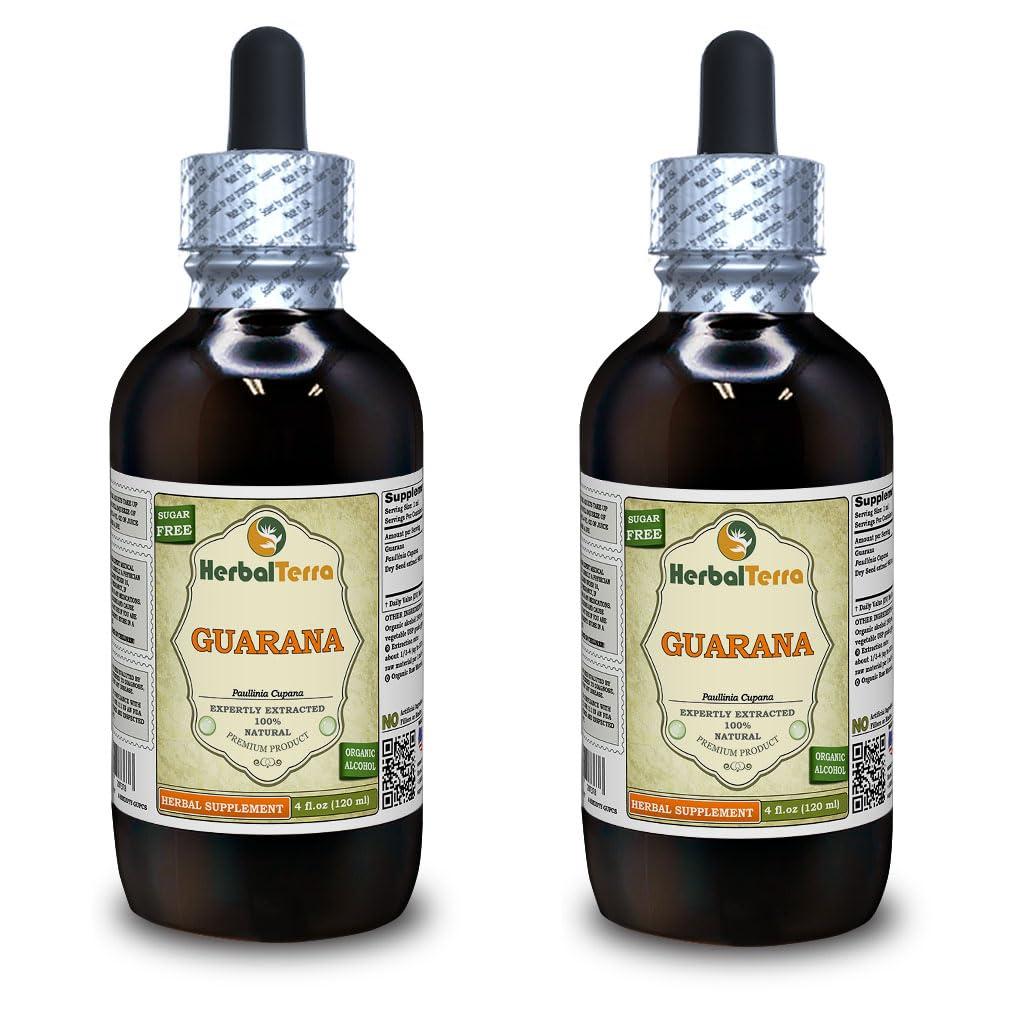 Herbal Terra LLC Guarana (Paullinia Cupanais) Tincture, Dried Seeds Liquid Extract (Brand Name: HerbalTerra, Proudly Made in USA) 2x4 fl.oz (2x120 ml)