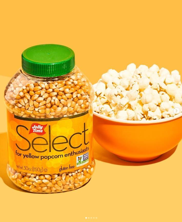 Jolly Time Jolly Time Popcorn Kernels, Gourmet Popping Corn for Air Popper Machine or Stovetop, Select Yellow Pop Corn, 60 Ounce Jug (Pack of 1)