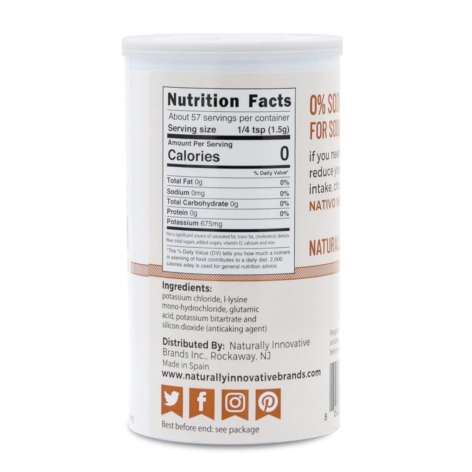 Na Tivo wellness 0% Sodium Salt Substitute - NaTivo Wellness - Salt Alternative - Gluten Free - Low in Calories - Reduce your daily Sodium intake - With Natural food products - Keto friendly - Non-GMO - 4 x 3oz