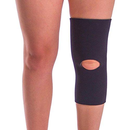 BraceAbility BraceAbility Open Patella/Open Back Neoprene Knee Sleeve | Water-Resistant Athletic Compression Knee Brace for Swimming, Wakeboarding, Scuba Diving, Surfing, Waterskiing and Other Sports (Small)