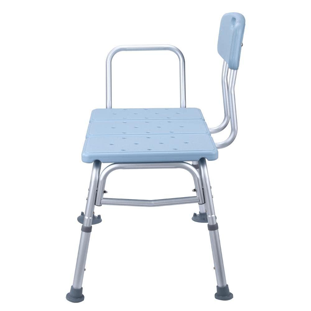 Heafront Adjustable Tub Transfer Bench with Backrest and Handle - Aluminum Medical Shower Chair and Bath - Elderly and Handicap Bathroom Safety Equipment
