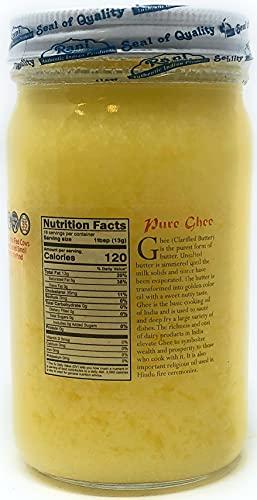 Rani Brand Authentic Indian Products Rani Ghee Pure & Natural from Grass Fed Cows (Clarified Butter) 8oz (227g) ~ Glass Jar | Paleo Friendly | Keto Friendly | Gluten Free | Product of USA