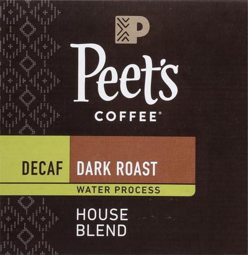 Peet's Coffee Peet's Coffee, Dark Roast Decaffeinated Coffee K-Cup Pods for Keurig Brewers - Decaf House Blend 10 Count (1 Box of 10 K-Cup Pods) Packaging May Vary